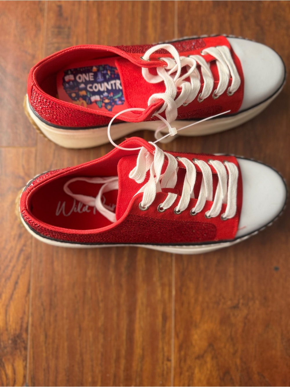 Wild Pair Red Canvas Sneakers with White Toe Cap and Laces